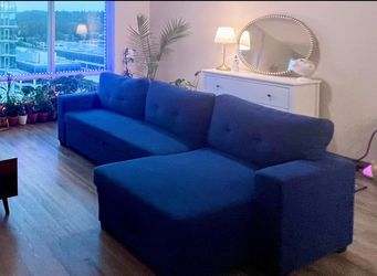 Fabric Easy Convertible Pull-Out Sleeper Sectional Sofa/