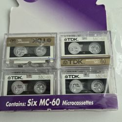 Factory Sealed Pack of 4 TDK MC 60 Micro Cassette Tapes New