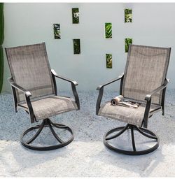 Swivel Patio Chair Set of 2, All-Weather Textilene Outdoor Dining Chairs with High Back, Outdoor Dining Chair Set for Lawn Porch Balcony Outside, Gray