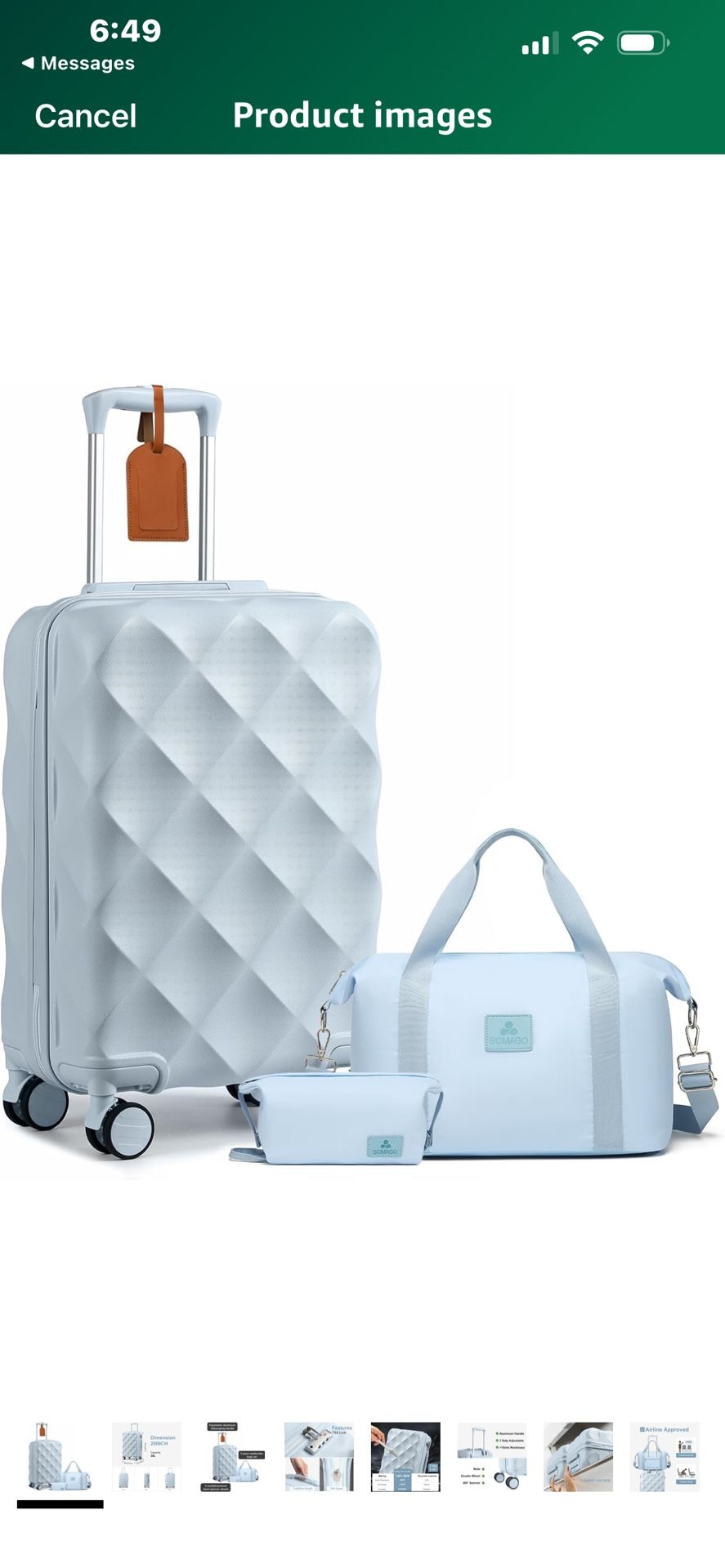 Somago Luggage Sets 20” Carry on Suitcase with TSA Lock YK Zipper Spinner Wheels