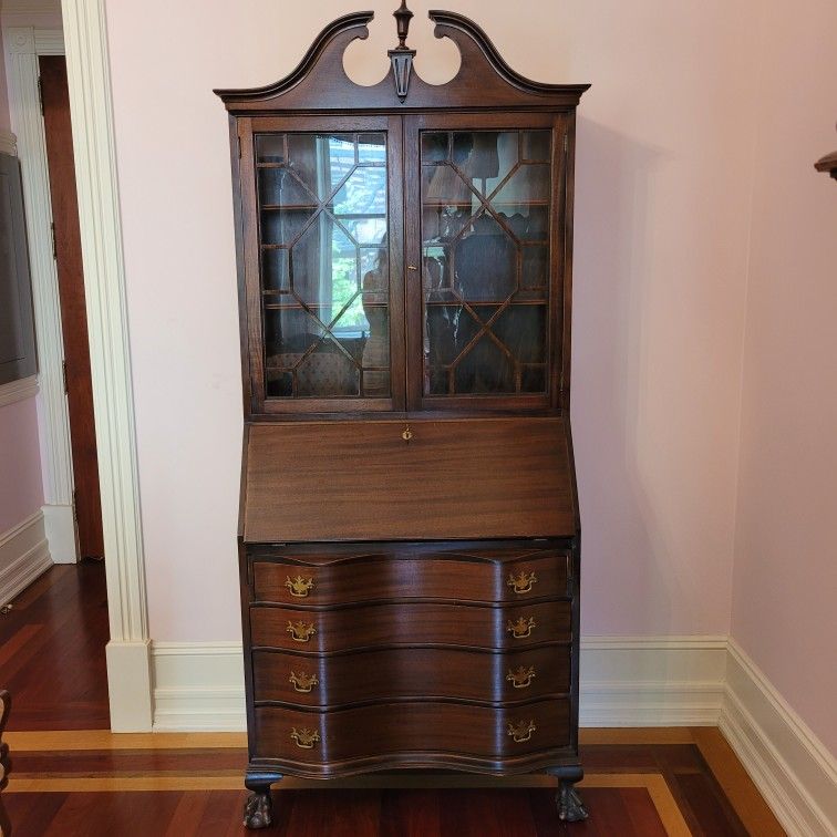 Antique Mahogany Secretary Desk With Hutch