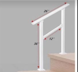 ✨New✨ Hand Rails for Outdoor Steps,2 Step Stair Handrail & Indoor Stair Railing Kit，White Railings f
