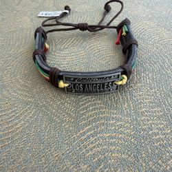 California Los Angeles the golden state leather men’s wrap bracelet brand new one size adjustable