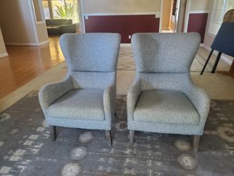 Pair of Gray Wingback Accent Chairs