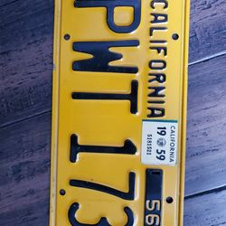 Used California 1956 License Plate With Original Dmv Sticker Single Not A PAIR PWT 173