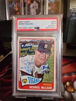 1965 Topps Denny McLain Rookie #236 PSA 5 EX / AUTO 9 (Dual Cert)