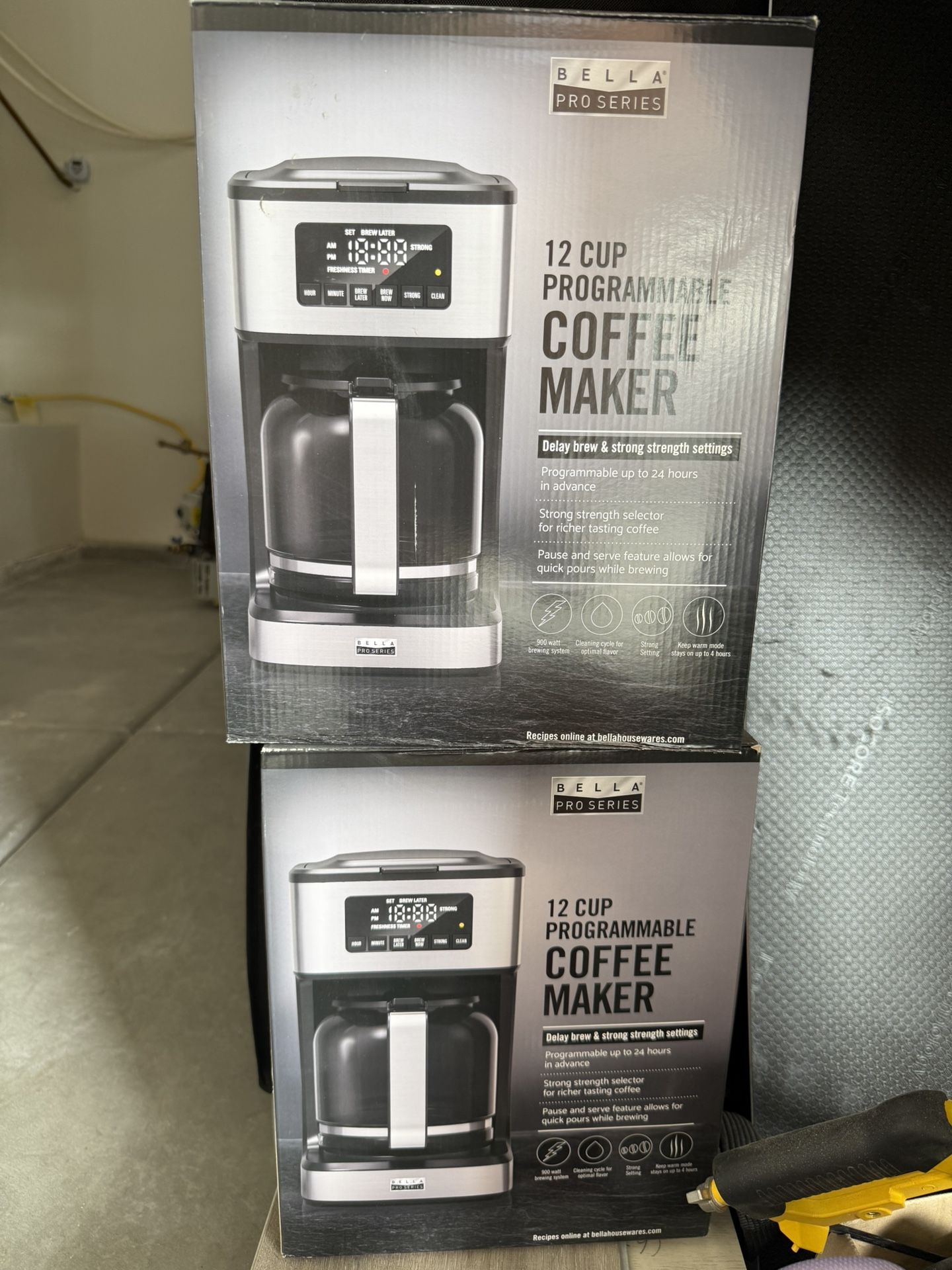 Brand New Bella PRO - 12-Cup Programmable Coffee Maker - Stainless Steel