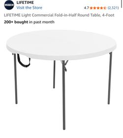 LIFETIME - Round Table- 4ft foldable table