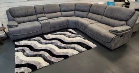Fall clearance sale. Alejandra gray modular reclining sectional only $1299. Easy finance option. Same-day delivery.