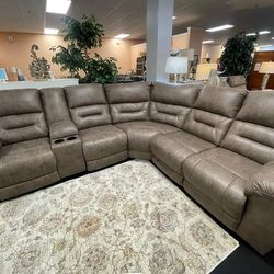 Ravenel Fossil  Power Reclining Sectional Sofa Couch 