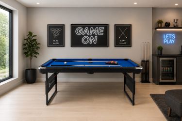 NEW! Pool Table, 2 Cues, Triangle, Billiard Balls, 2 Chalks, Table Brush
