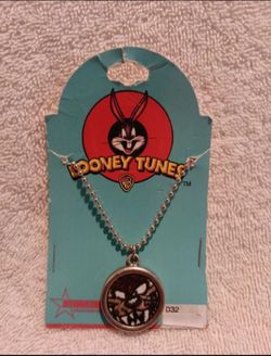 Vintage Looney tunes embroidered taz face necklace
