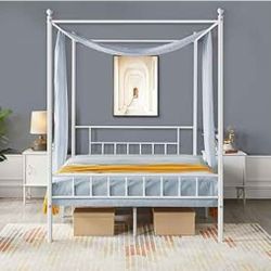White Canopy Bed Frame