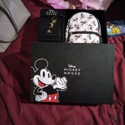 Black, Red and White Mini Mickey Mouse Back Pack Combo