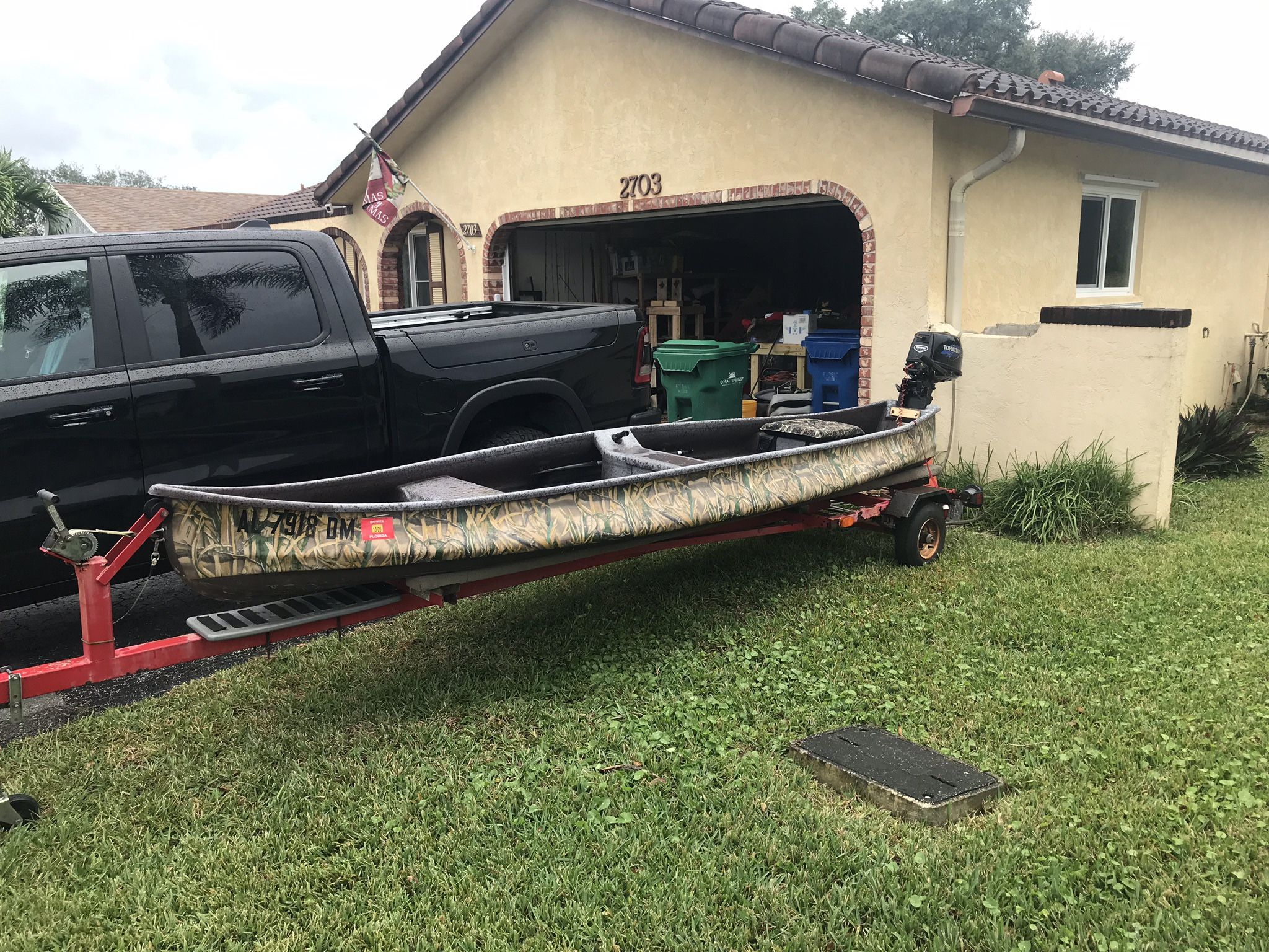 15’4 Gheenoe Highsider with 4hp Tohatsu 4 Stroke Outboard for Sale in
