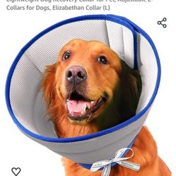 Extra Soft Dog Cone Alternative After Surgery, Breathable Dog Cones Size Large Gray