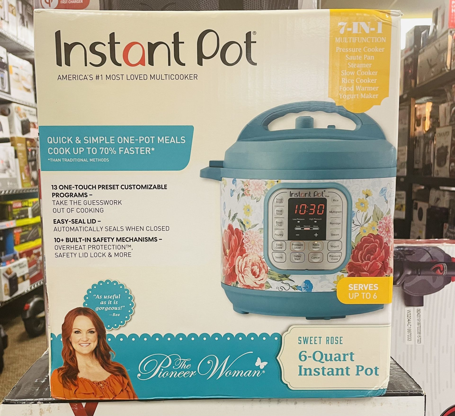 The Pioneer Woman Sweet Rose Instant Pot DUO60 6-Quart Frontier Rose 7-In-1 Multi-Use Programmable 