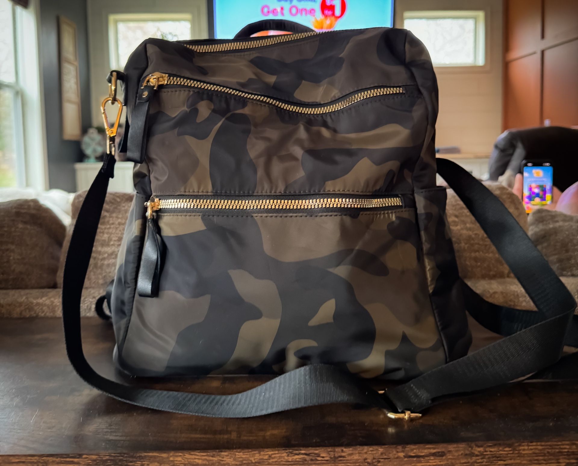 Waterproof Camo Convertible Backpack/ Purse