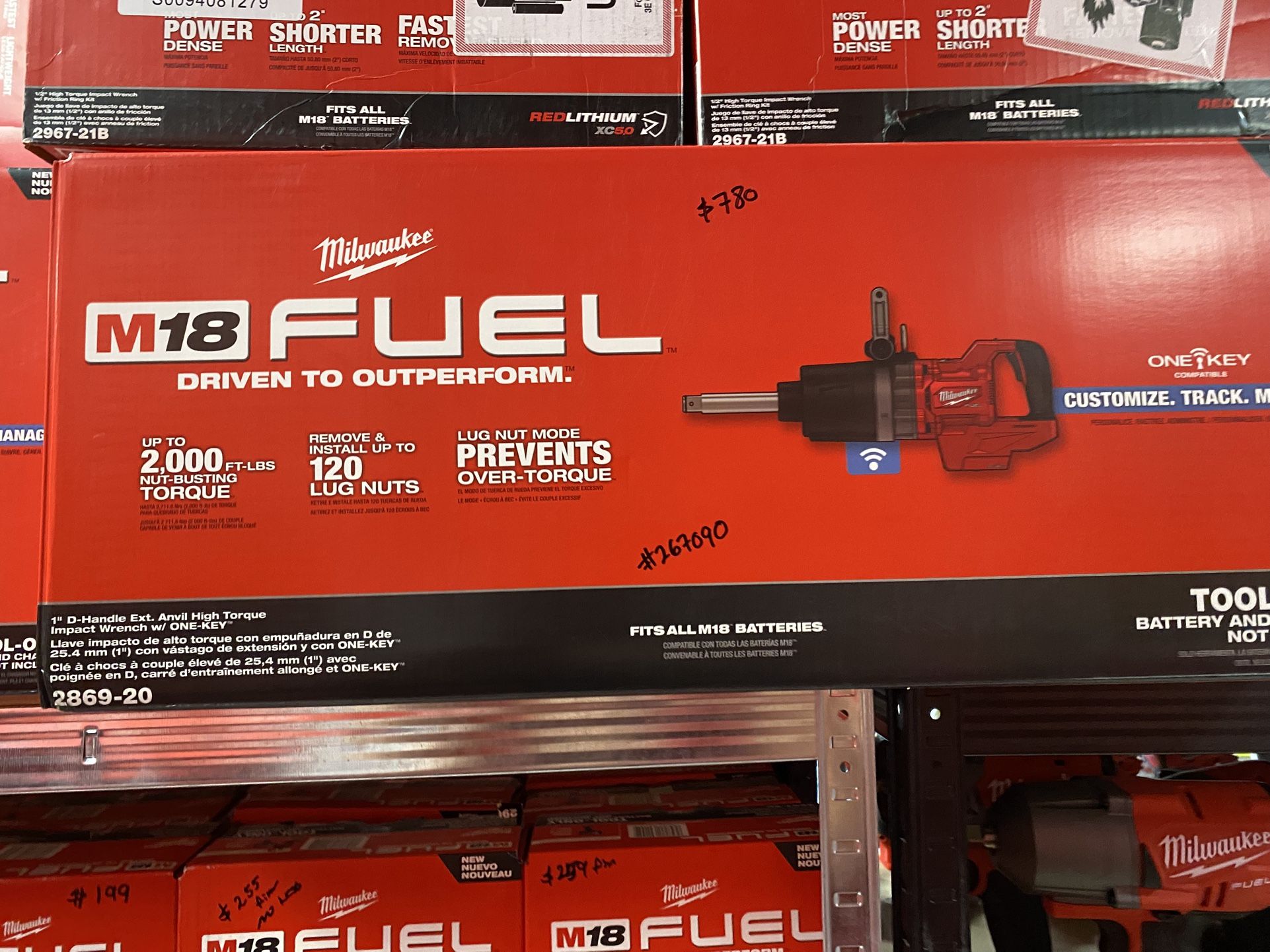 Milwaukee M18 FUEL 18V Lithium-Ion Brushless Cordless 1 in. Impact Wrench Extended Reach D-Handle (Tool-Only)