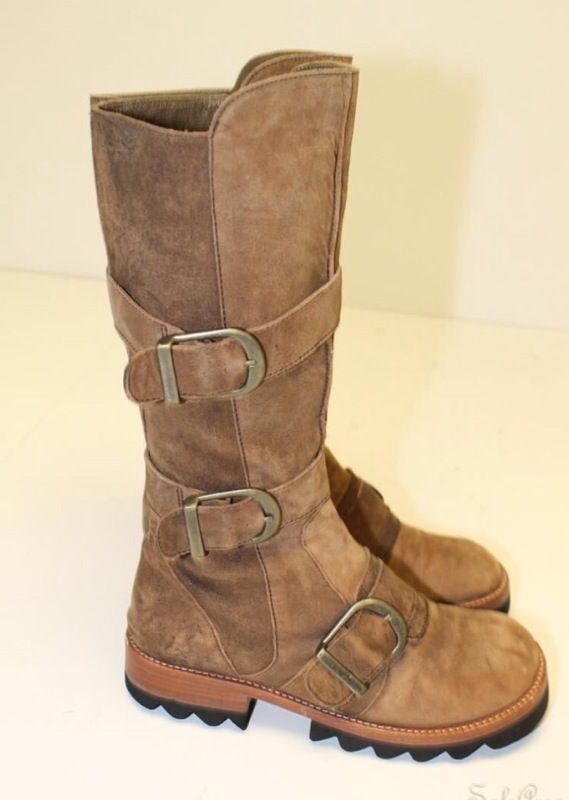 Jim Barnier for Free People Three Buckle Leather Boots - Size 8