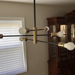 MONDRA 3-light Semi Flush Mounted Chandelier, Gold And Black, 6 Brand New LED Bulbs! Brand New!