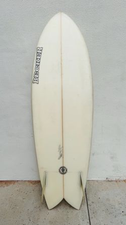 Becker Barracuda Twin Fin Fish Surfboard 5’ 10”
