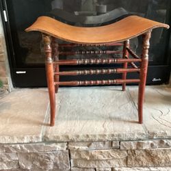 Antique Crocker Chair Co. Curved Bench Stool  (see pic online for $650). GREAT CONDITION 15.5W, 18”T, 21.5” L (very sturdy)