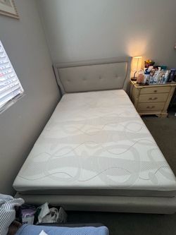 Full size Bed Frame with Upholstered Headboard