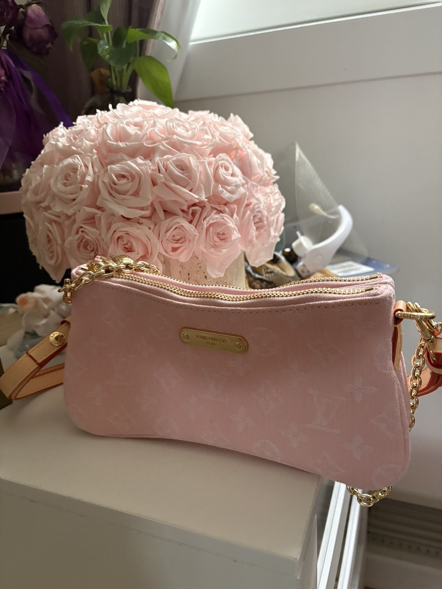 Pink Canvas Denim Collection Pochette