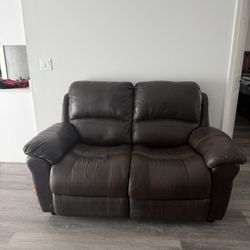 Brown Leather Loveseat For Sale