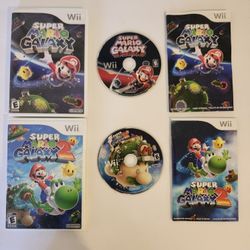 Mario Galaxy 1&2 Like New Completed In Box With Manuals $50 For Both  Or $30 Each Firm Available Today 