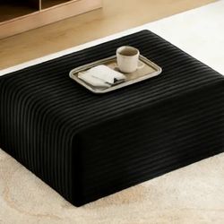 40" Ottoman for Couch, Plush Corduroy Memory Foam Ottoman Cloud Boneless Sectional Couch for Living Room Foot Stools Black