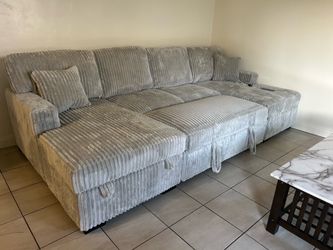 (MANY COLOR) Brand new elegant super plush comfy pullout sectional w/ storage