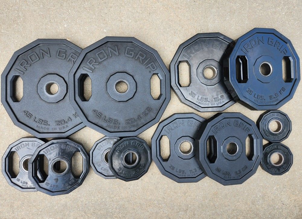 Iron Grip Rubber and Urethane Encased Olympic Weight Plate Set