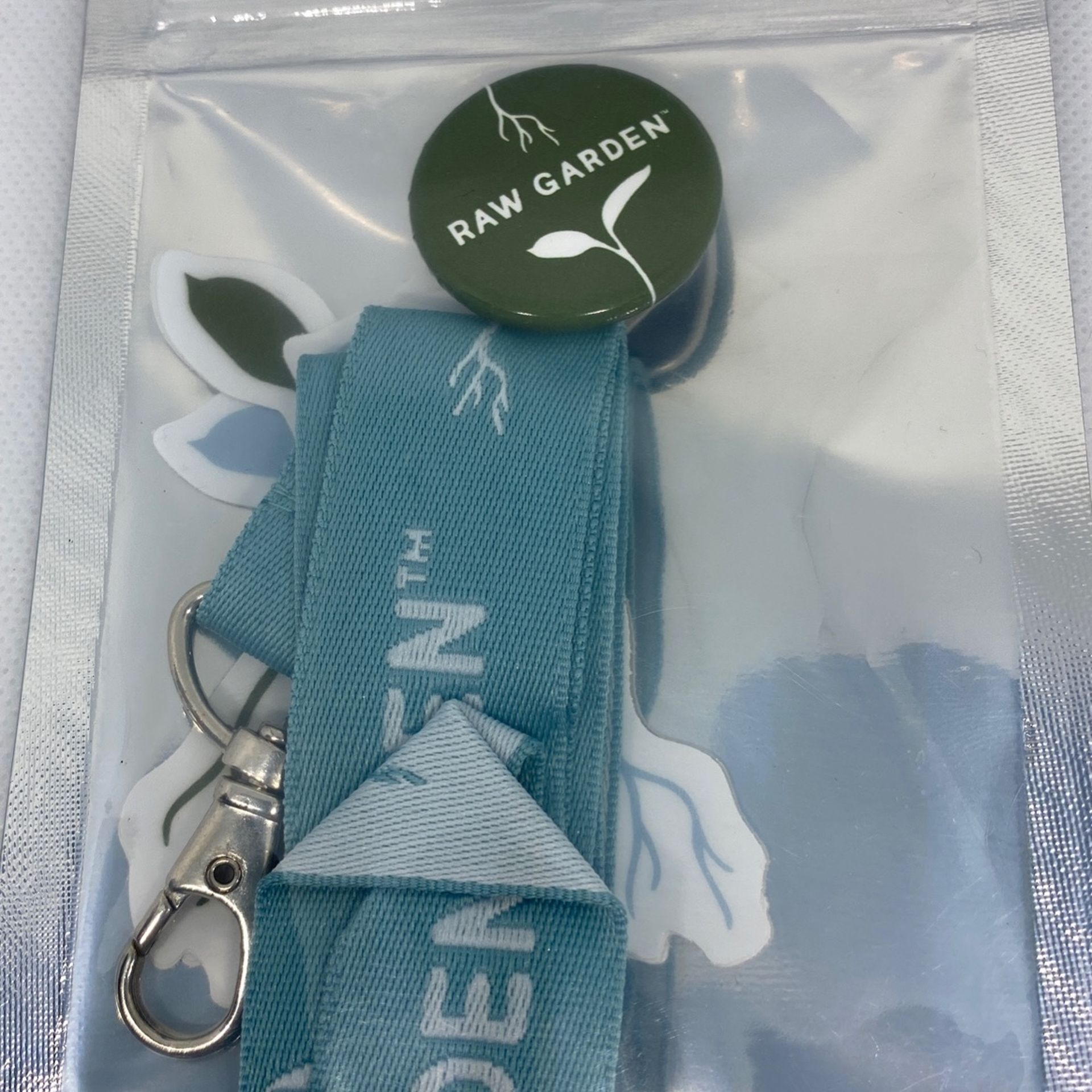 Raw Garden Lanyard Pin and Sticker Package