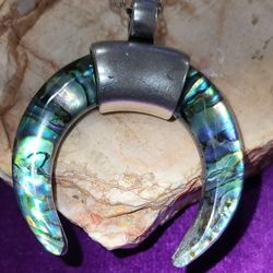Abalone horseshoe Crescent pendant.