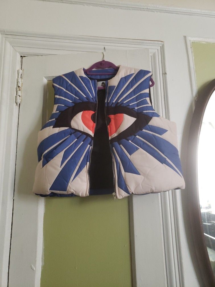 House Of Errors White/Blue Puffer Vest 
