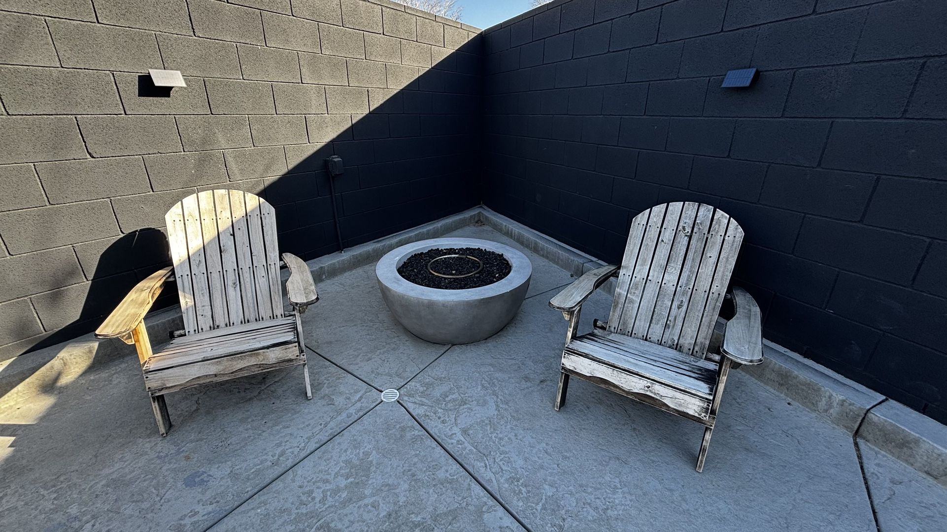 2 Adirondack Chairs & Outdoor Concrete Fire Pit — $450 Set OBO