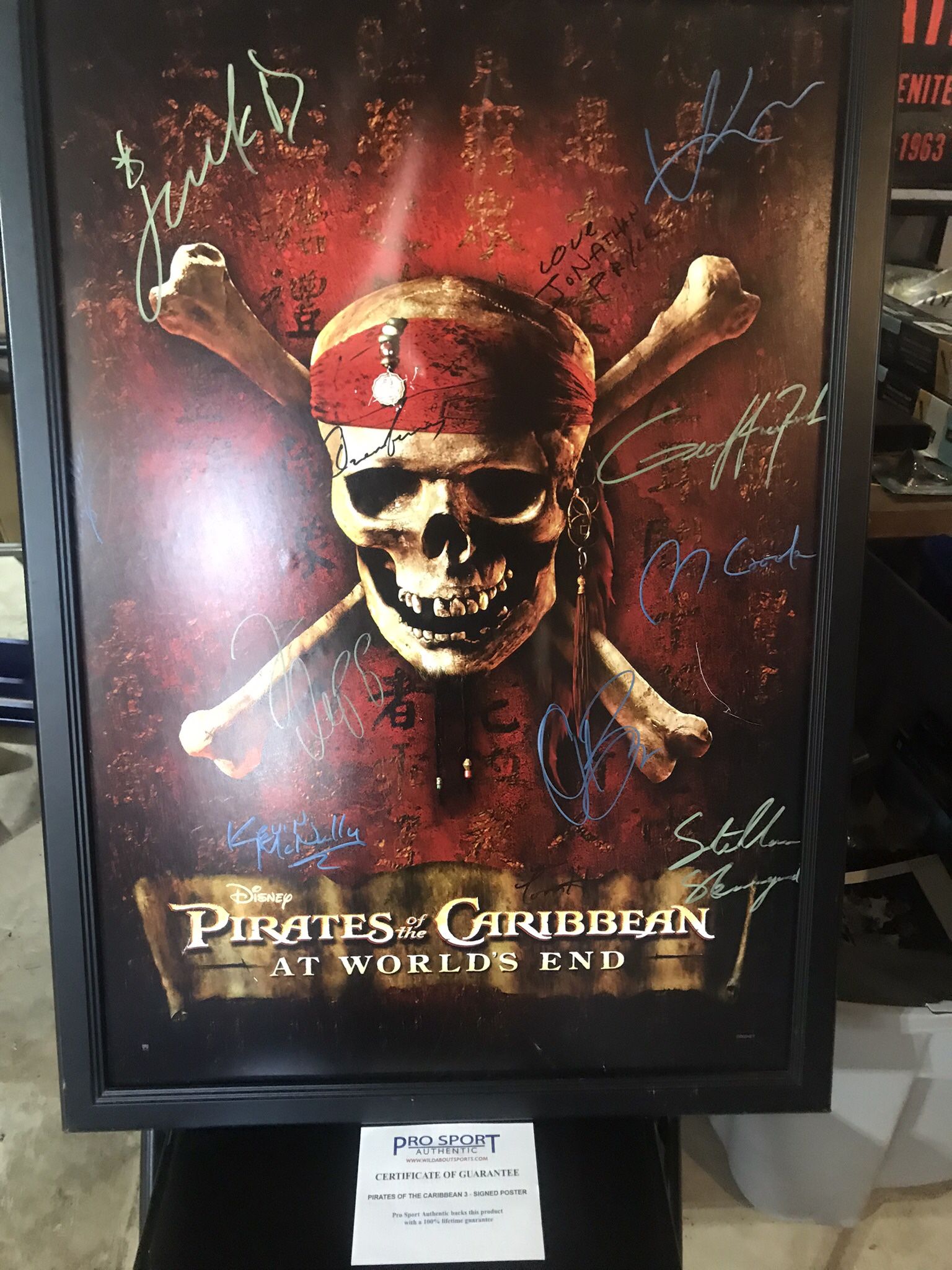 Pirates Of Caribbean Movie Poster Signed By The Cast 