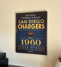 San Diego Chargers picture/wall hanging – faux vintage 16” x 20”