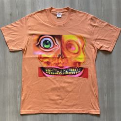 Supreme 21AW Face Print T Shirt Tops Short Sleeve Peach Size M 