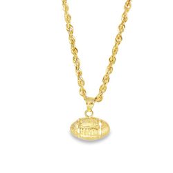 10k Yellow Gold Charm Necklace with Football Pendant