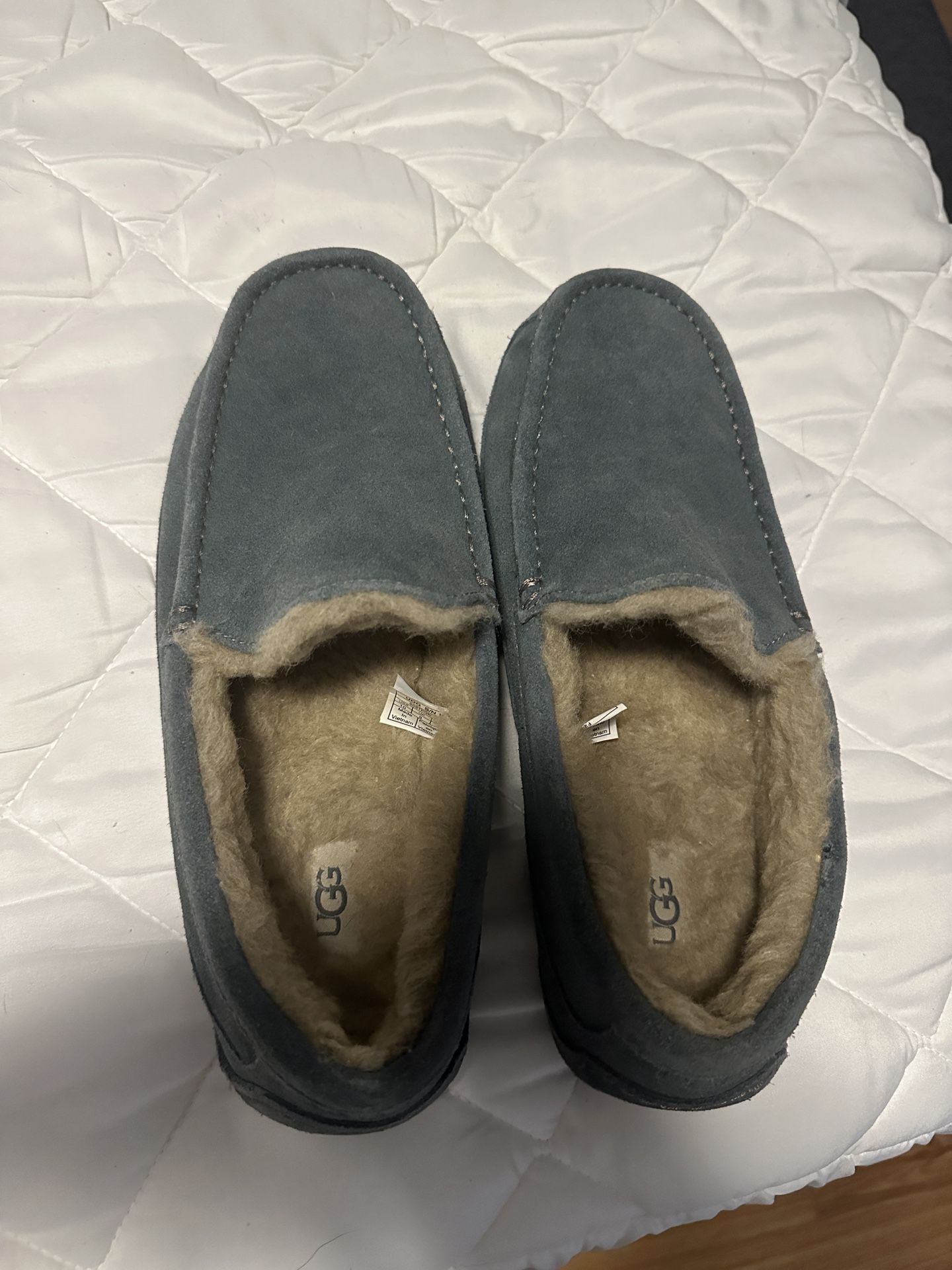 UGG Ascot Slippers Mens Size 10 Blue Suede Wool Lined 1101110-TNVY NWOT
