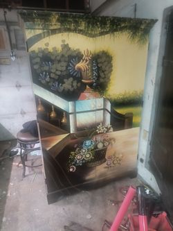 One of a kind hand painted armoire