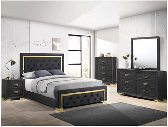 Queen bedroom set, queen bed, dresser, mirror, night stand