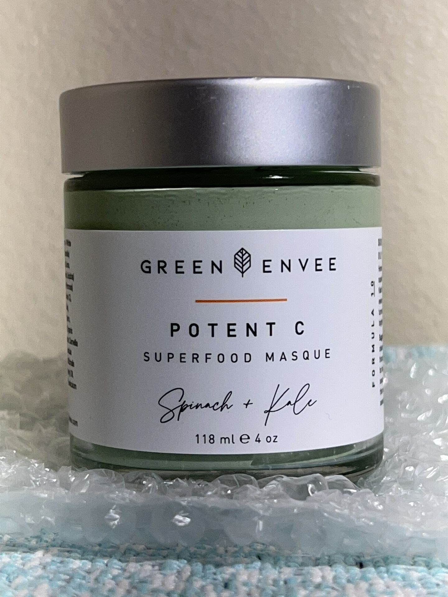 Green Envee Potent C Superfood Masque With Spinach And Kale Professional Back Bar Size 4 Ounces