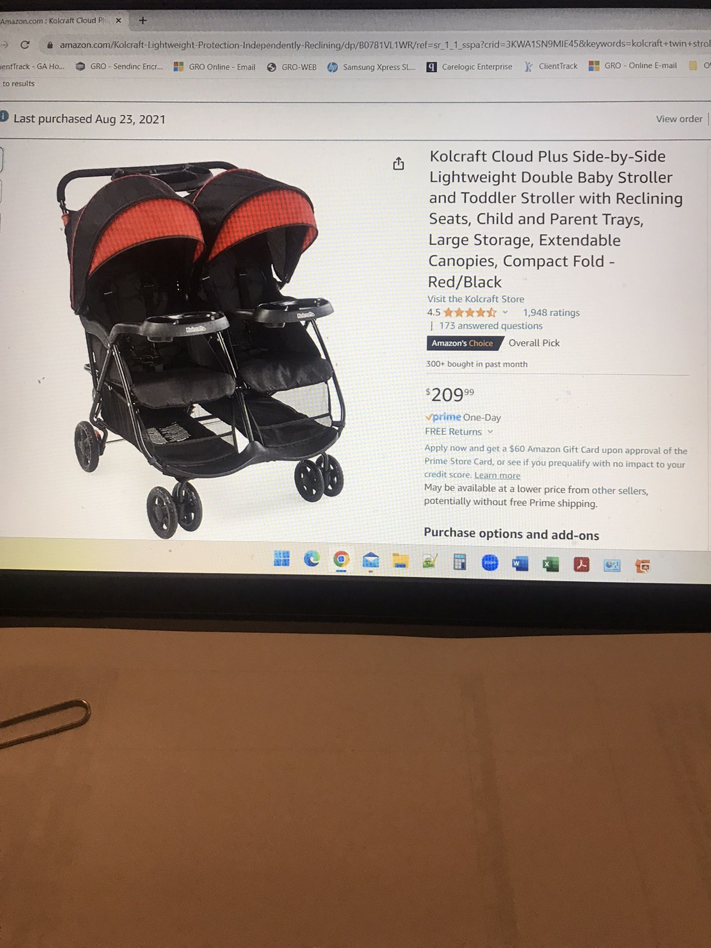 Kolcraft Cloud Plus Side-by-Side Stroller