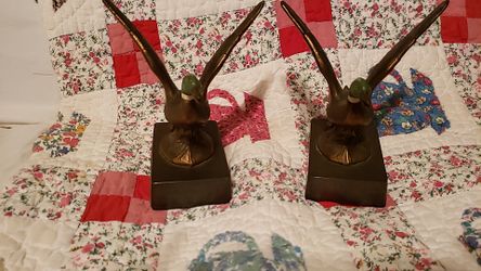 PAIR Vintage "PM Craftsman" BRASS MALLARD DUCK BOOKENDS