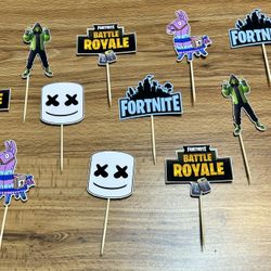 Fortnite Video Game Birthday Cupcake Toppers