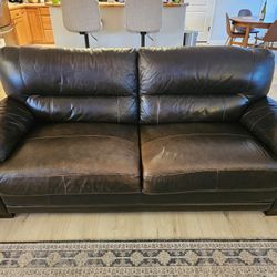 Brown Leather Couch Set